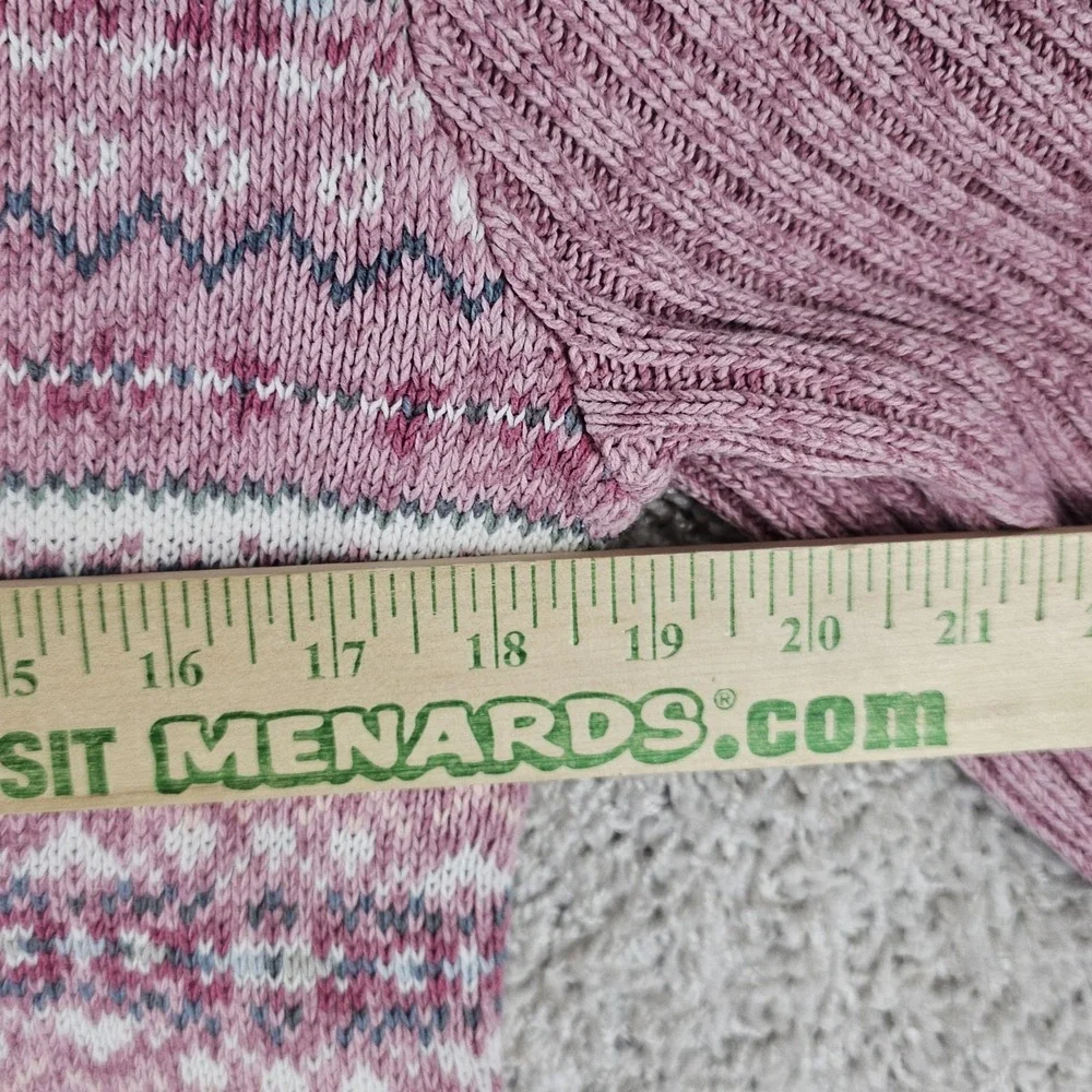 VTG Tiara International Fair Isle Nordic Sweater Cardigan Pink Size Small Zip